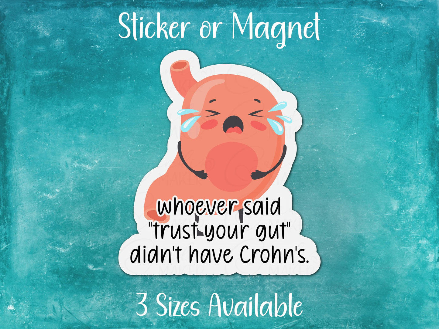 Whoever Said Trust Your Gut Didn't Have Crohn's , Chronic Illness Funny Sticker or Magnet