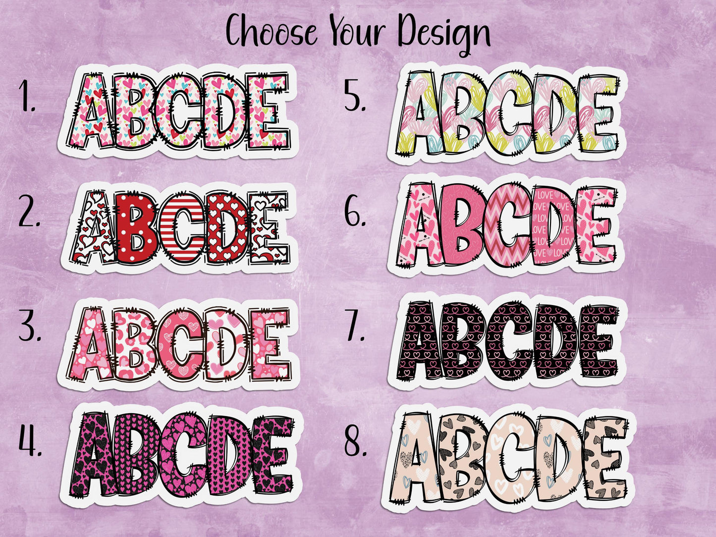 Hearts Custom Name Sticker or Magnet