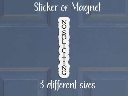 No Soliciting Minimalist Simple Vertical Sticker or Magnet