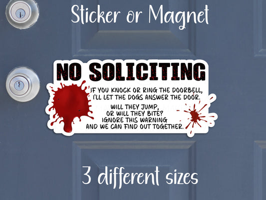 Beware Dog No Soliciting Sticker or Magnet