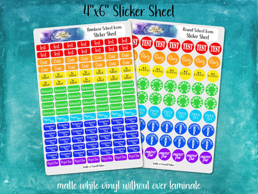 Rainbow School Planner Sticker Sheet