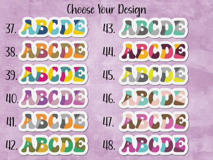 Retro Groovy Color Block Custom Name Sticker or Magnet
