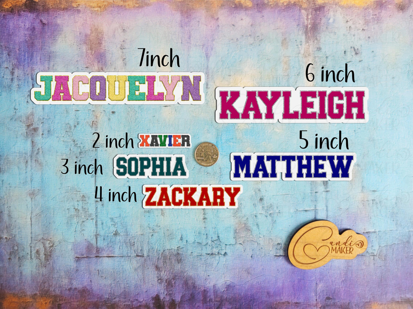 Faux Chenille Letter Jacket Design Custom Name Sticker or Magnet