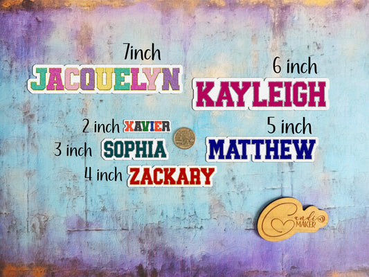 Faux Chenille Letter Jacket Design Custom Name Sticker or Magnet