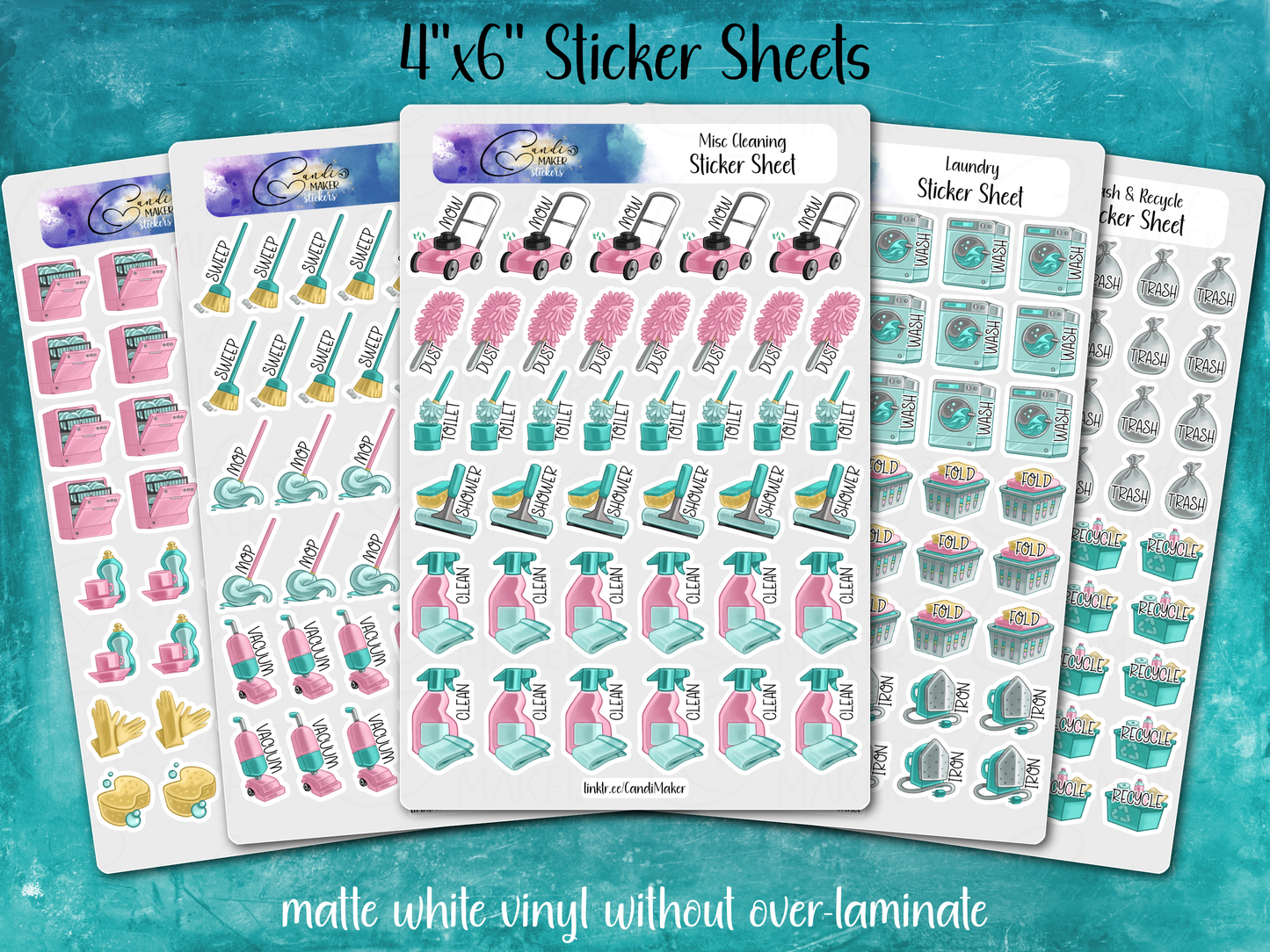 Household Chores Cleaning Planner Sticker Sheets