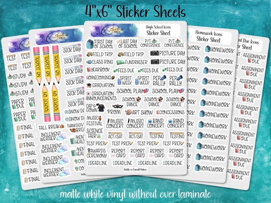 High School Sticker Sheets