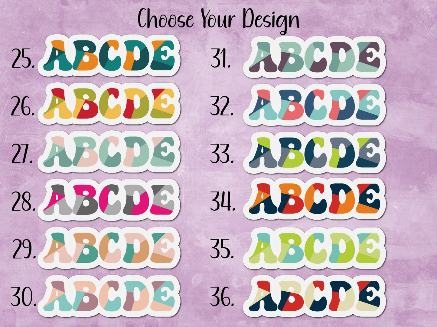 Retro Groovy Color Block Custom Name Sticker or Magnet