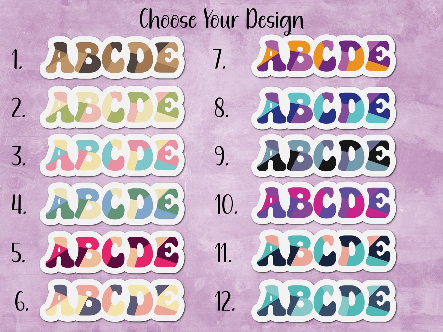 Retro Groovy Color Block Custom Name Sticker or Magnet