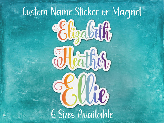 Personalized Rainbow Name Sticker or Magnet
