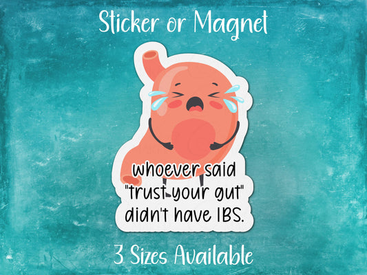 Whoever Said Trust Your Gut Didn't Have IBS, Chronic Illness Funny Sticker or Magnet