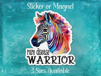Rare Disease Warrior, Chronic Illness Zebra Sticker or Magnet