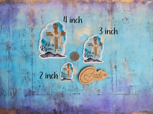 He Is Risen, Religious Jesus Resurrection Easter Sticker or Magnet