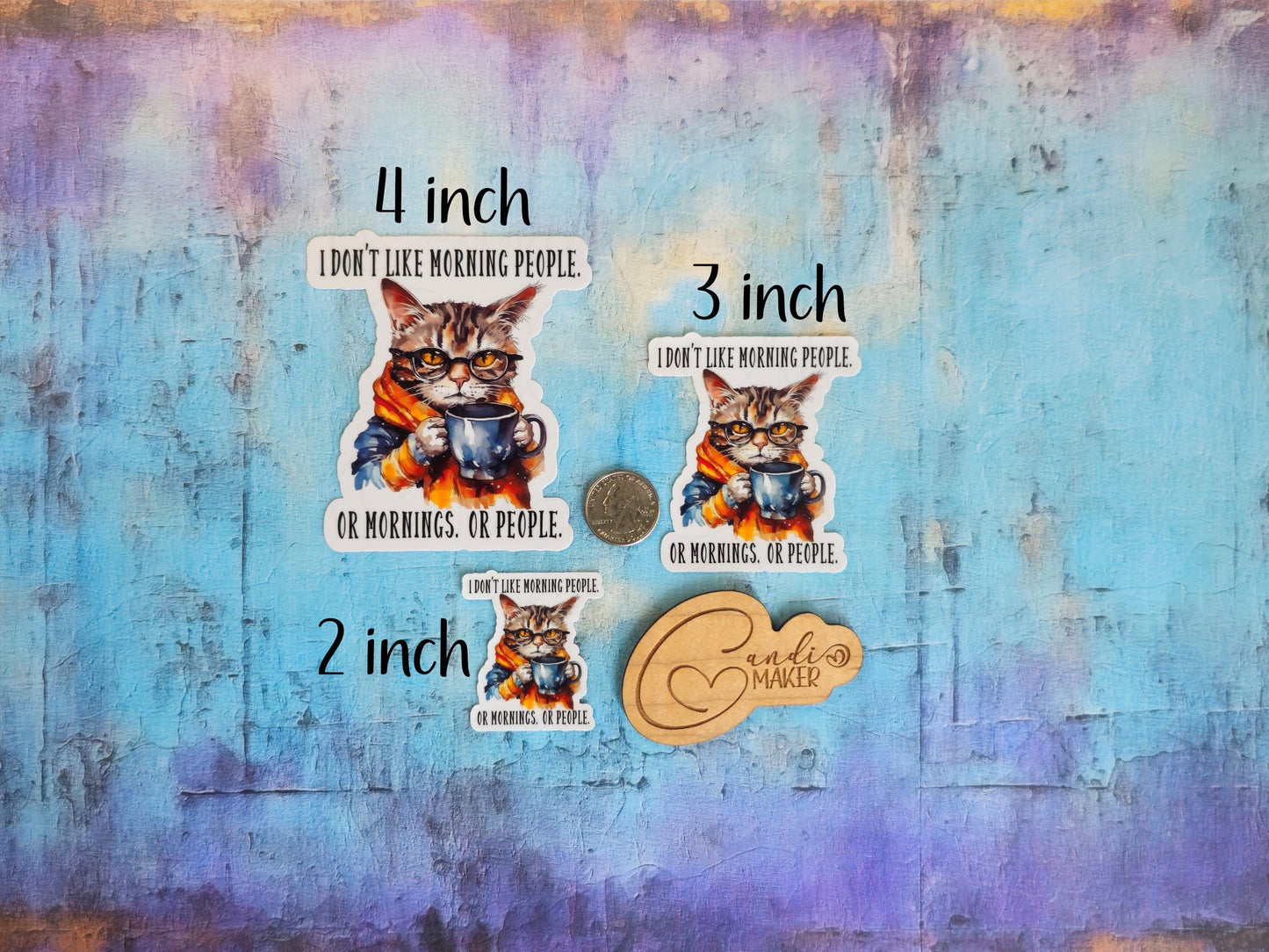 I Don't Like Mornings or People, Funny Introvert Cat Sticker or Magnet