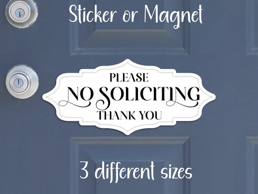 No Soliciting Please and Thank You Polite Sticker or Magnet