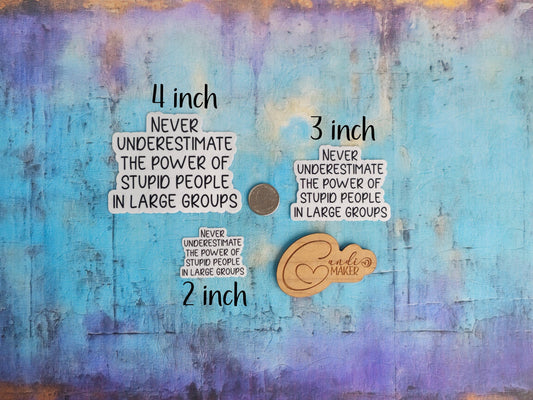 Never Underestimate the Power of Stupid People in Large Groups, Funny Sarcastic Sticker or Magnet