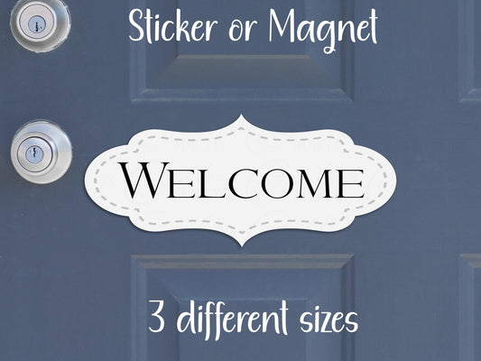Minimalist Simple Welcome Door Sign Sticker or Magnet