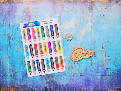 Back to School Personalized Name Label Stickers, Colored Pencil