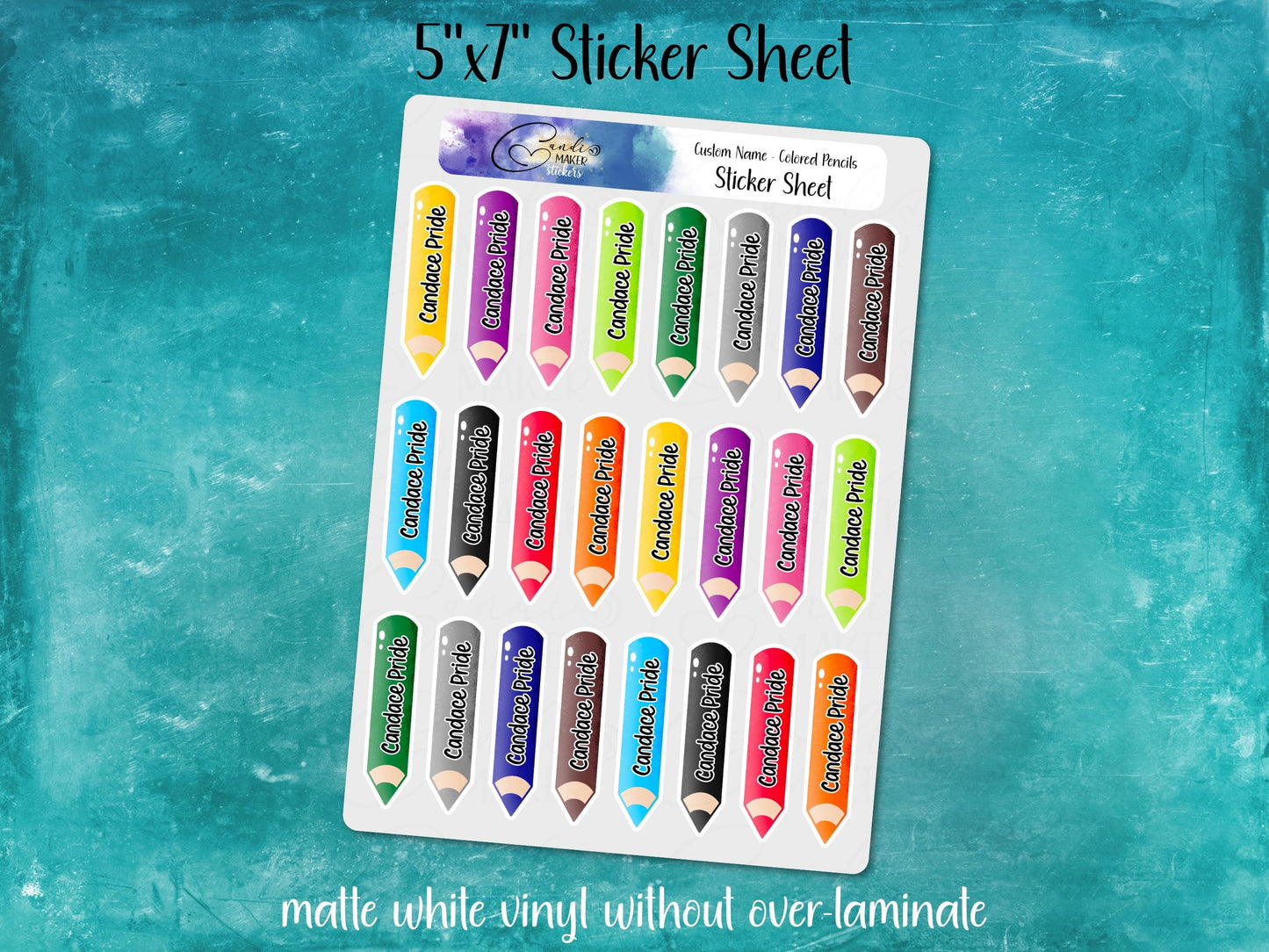 Back to School Personalized Name Label Stickers, Colored Pencil