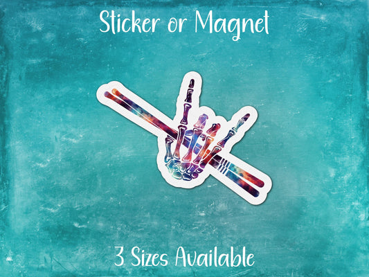 Skeleton Rock Drummer Sticker or Magnet
