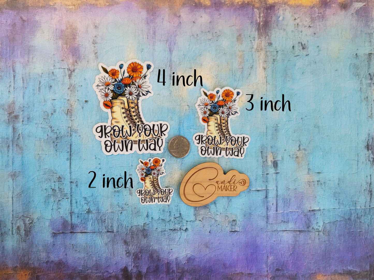 Grow Your Own Way, Retro Rustic Wildflower Sticker or Magnet