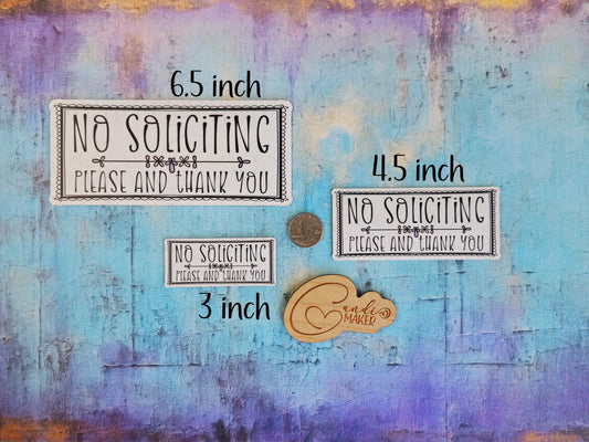 No Soliciting Please and Thank You Polite Door Sign Sticker or Magnet
