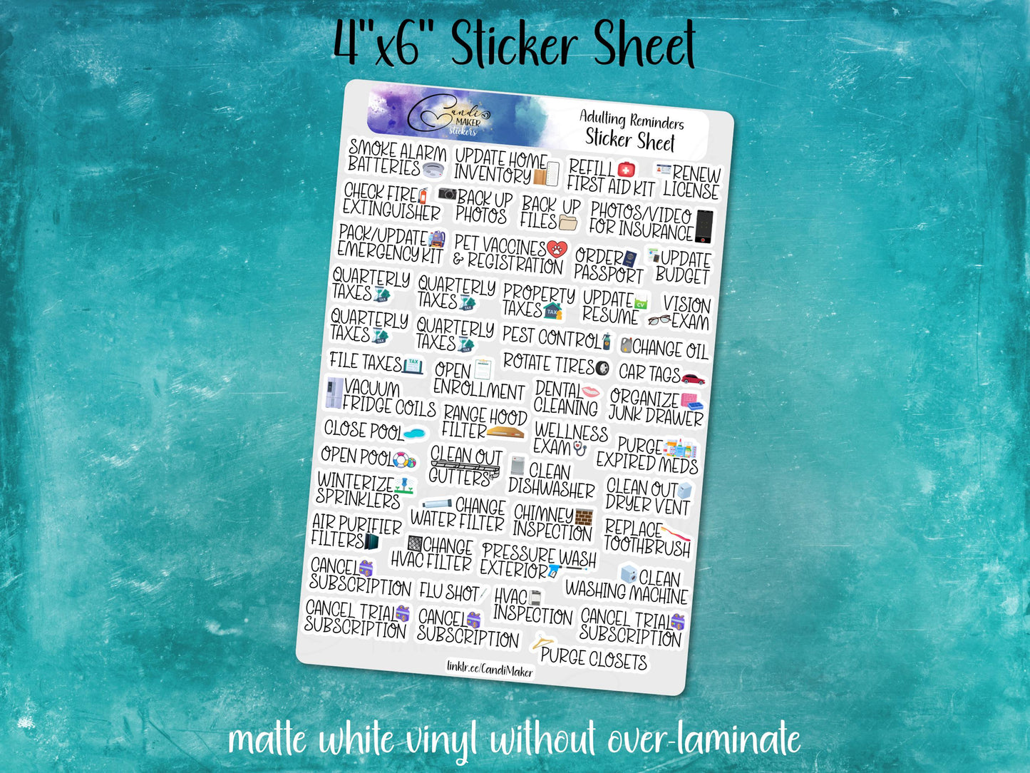 Adulting Reminders Tiny Icon Planner Sticker Sheet