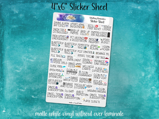 Adulting Reminders Tiny Icon Planner Sticker Sheet