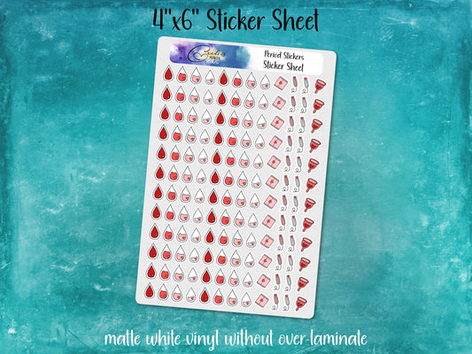 Period Tracker Tiny Icon Planner Sticker Sheet
