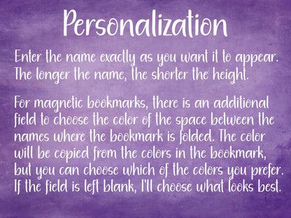 Plastic Toy Custom Name Magnetic Bookmark | 6 Different Designs