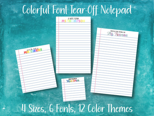 Personalized School Tear-Off Notepad
