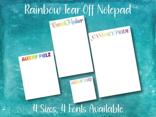 Personalized Rainbow Name Tear-Off Notepad